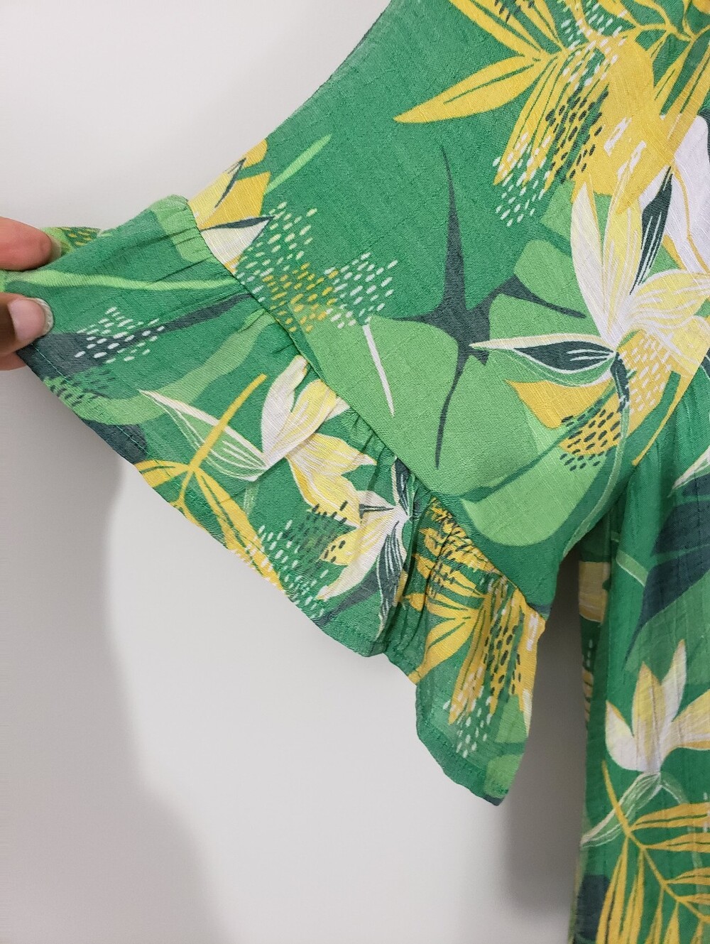 Naif Green Tropical Print Peasant Tunic Dress - Picture 5 of 12